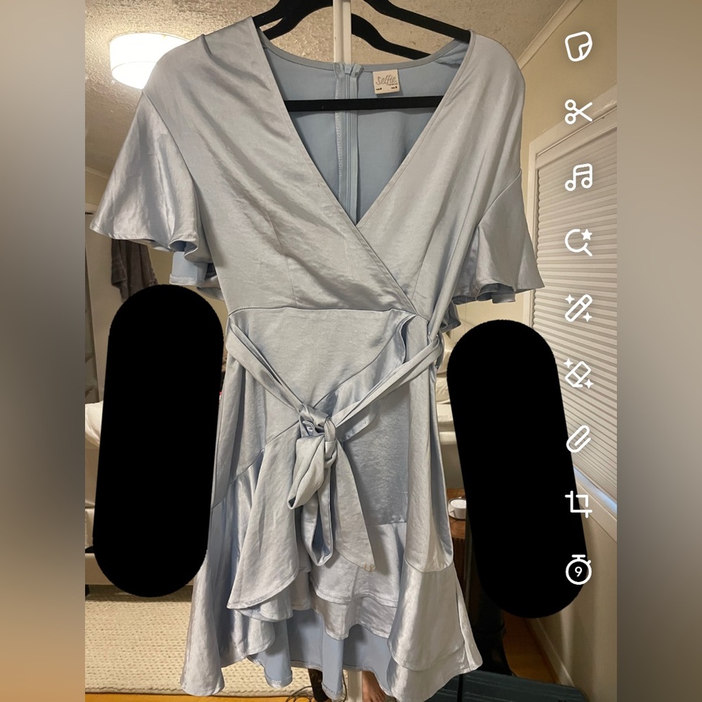 Selfie Leslie Light Blue Wrap Dress